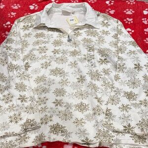 Women's Snowflake Print Blouse - White and Gold